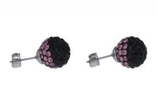 Náušnice guličky s čierno-fialovými kryštálikmi