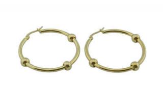 Náušnice kruhy zlaté z ocele s guličkami J313
