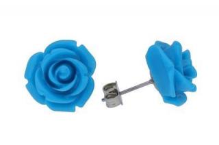 Náušnice  oceľ - keramické modré kvety
