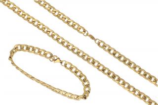 Pánsky set šperkov z chirurgickej ocele zlatý B562