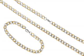 Pánsky set šperkov z ocele zlato-strieborný B301