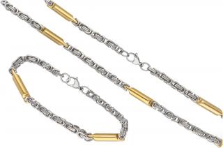 Pánsky set šperkov z ocele zlato-strieborný B321