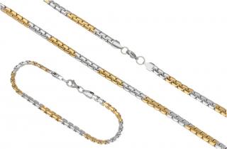 Pánsky set šperkov z ocele zlato-strieborný B401