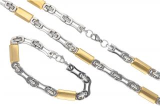 Pánsky set šperkov z ocele zlato-strieborný B402