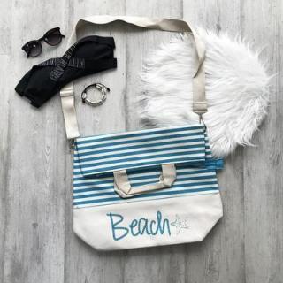 Plážová taška BELLUGIO BEACH béžovo tyrkysová