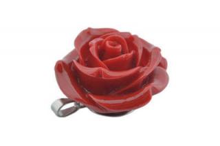 Prívesok  keramický kvet červený