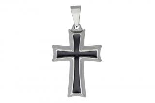 Prívesok z ocele strieborný kríž F246