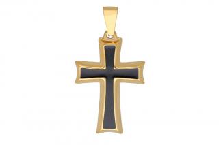 Prívesok z ocele zlatý kríž F247