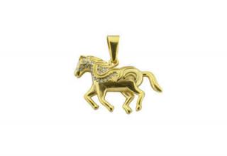 Prívesok zlatý z ocele kôň so zirkónmi F292