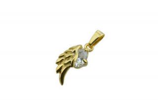 Prívesok zlatý z ocele malé krídlo s kryštálom