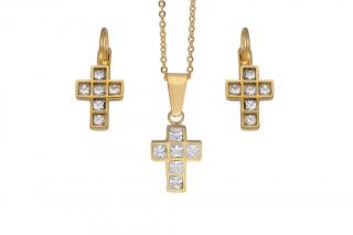 Set šperkov z ocele zlaté KRÍŽIKY K281