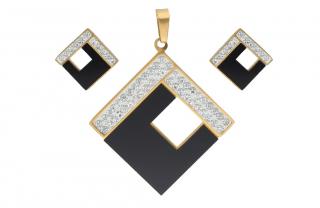Set šperkov z ocele zlato-čierny K206