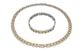 Set šperkov z ocele zlato-strieborný P023