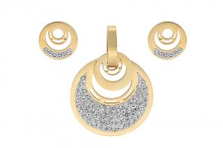 Set šperkov z ocele zlatý s kryštálikmi K045
