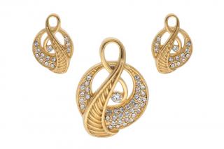 Set šperkov z ocele zlatý s kryštálikmi K160
