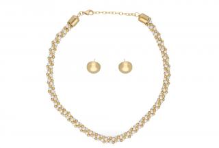 Set šperkov zlatý s bielymi perličkami A033