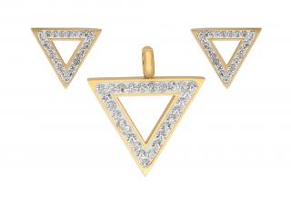 Set z ocele zlaté trojuholníky s kryštálikmi K215