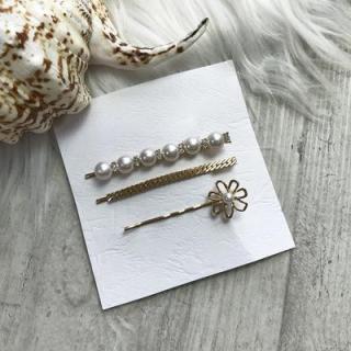 Sponky do vlasov s perličkami zlaté (SP52)