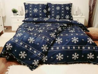 Bavlnené obliečky Vianočné modré 140x220 Velikosť vankúše: 70x90, Zapínanie: Zips