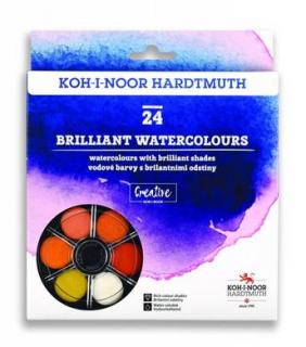 Brilantné akvarelové farby 24ks - okrúhly obal