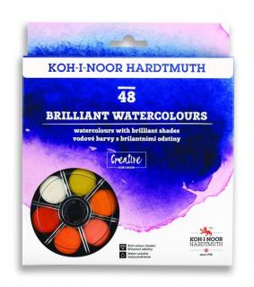 Brilantné akvarelové farby 48ks - okrúhly obal