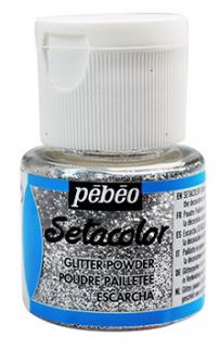 Pebeo Setacolor glitrový prášok, strieborný, 10g