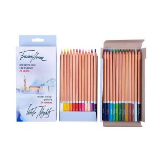 Sada 24 farebných akvarelových ceruziek White Nights