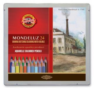 Sada 24 umeleckých akvarelových ceruziek MONDELUZ - krajina v plechu