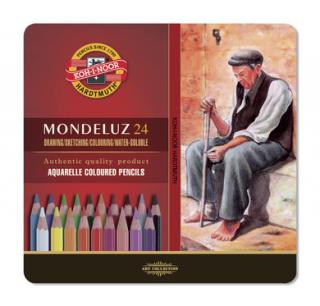 Sada 24 umeleckých akvarelových ceruziek MONDELUZ v plechu