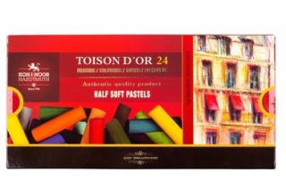 Sada 24 umeleckých suchých pastelov TOISON D´OR - okrúhle polovičné