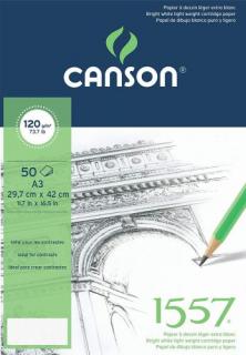 Skicár A3 CANSON 1557, lepená väzba, 120g/m2, 50 listov
