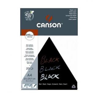 Skicár A3 CANSON BLACK, lepená väzba, 250g/m2, 20 listov