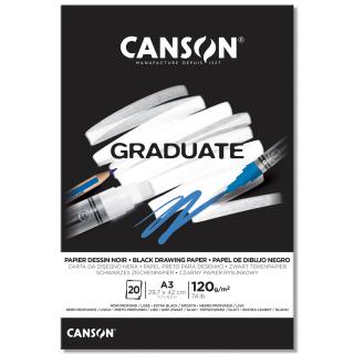 Skicár A3 CANSON Graduate Graduate Black Drawing, lepená väzba, 120g/m2, 20 listov