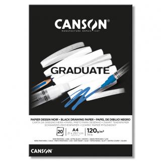 Skicár A4 CANSON Graduate Graduate Black Drawing, lepená väzba, 120g/m2, 20 listov