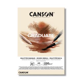 Skicár A5 CANSON Graduate Mixed Media Natural, lepená väzba, 220g/m2, 20 listov