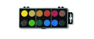 Školské vodové farby, 22.5mm, 12 farieb - čierny obal