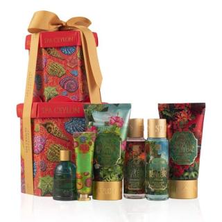 Spa Ceylon - Kozmetická rozmaznávacia poschodová súprava - telové mlieko 30 ml +  mydlo 50 g + krém na ruky 10 g darčeková sada