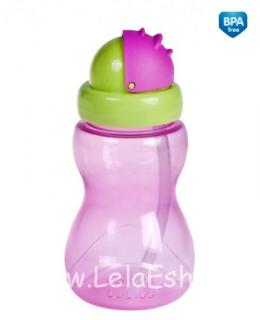 Detská fľaša so slamkou 270 ml ružová  (športová fľaša pre deti )