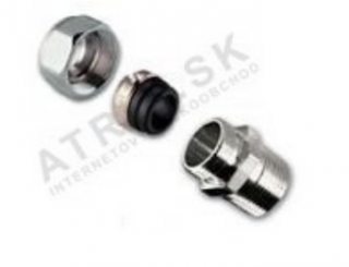 Clamp fitting with nipple - male thread, 3/4  M x 15 x 1, CU