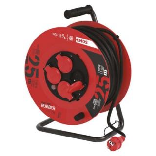 Gumový predlžovací kábel na bubne – 4 zásuvky, 25m, 1,5mm2