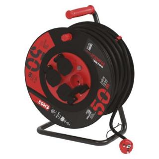Gumový predlžovací kábel na bubne – 4 zásuvky, 50m, 2,5mm2