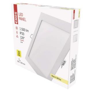 LED panel 220×220, štvorcový vstavaný biely, 18W teplá biela