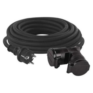 Predlžovací kábel gumový – 2 zásuvky, 15m, 3× 1,5mm2, IP44