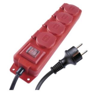 Predlžovací kábel gumový – 4 zásuvky, 10m, 1,5mm2, IP44