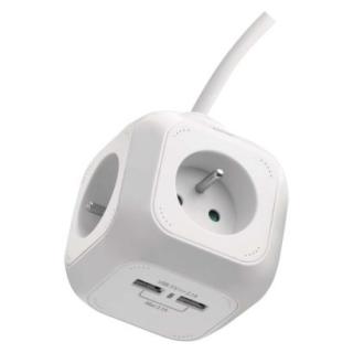 Rozbočovacia kocka s predl. prívodom – 4 zás. + 2× USB, 1,9m