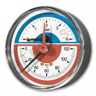 Thermomanometer - axial - 0 °C to +120 °C; incl. check valve 1/4  Fx1/2  M; D80; 0-4bar  IVAR.TM 120 A