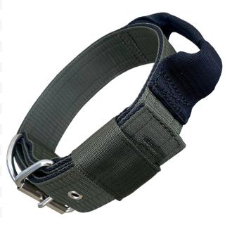Obojok nylonový 4cm s rúčkou taktický - Khaki