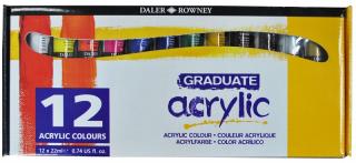 Akrylové farby D&R GRADUATE - sada - 12 x 22 ml