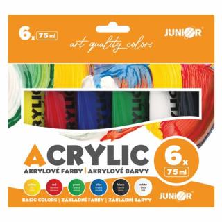 Akrylové farby JUNIOR Basic - sada - 6 x 75 ml