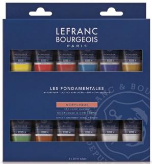 Akrylové farby LEFRANC BOURGEOIS Les Fondamentales - sada 12 x 20 ml